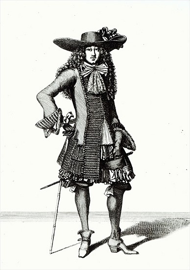 The Summer Sword Dress, 1675 (b/w print) from Bonnart (Family of Engravers)