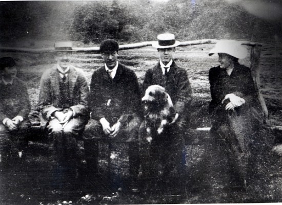 James and Lytton Strachey with Thoby, Adrian and Virginia Stephen in Fritham, Hampshire from English Photographer
