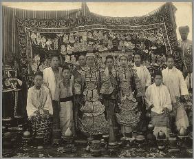 Theatre company, Burma, c.1910 (b/w photo) 