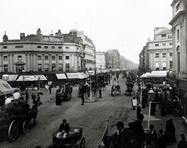 View down Oxford Street, London, c.1890 (b/w photo)  from English Photographer