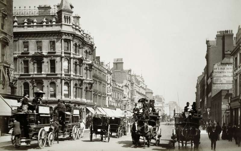 View down Oxford Street, London (b/w photo)  from English Photographer