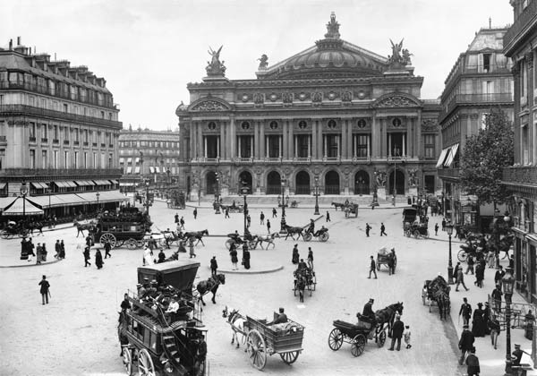 General view of the Paris Opera House, late 19th century (b/w photo)  from French Photographer
