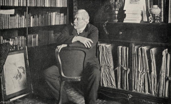 Edmond de Goncourt (1822-96) in his study (b/w photo)  from French Photographer