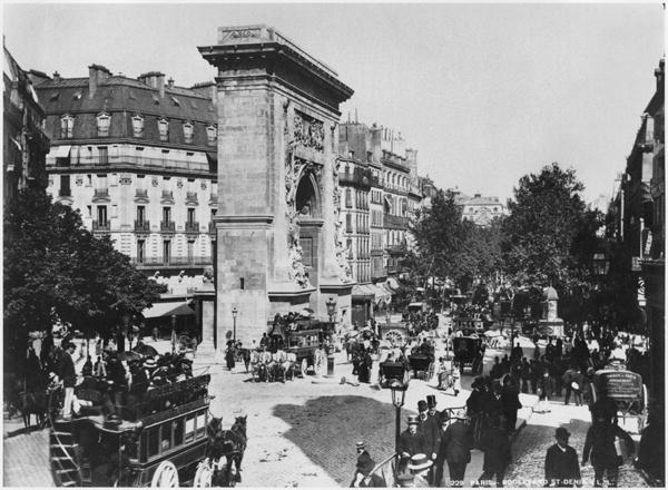 Porte and boulevard Saint-Denis, Paris, c.1900 (b/w photo)  from French Photographer