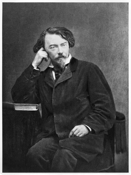 Portrait of Comte Auguste de Villiers de L''Isle-Adam (1838-89) 1886 (b/w photo)  from French Photographer