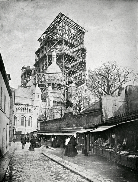 The Construction ot the Sacre Coeur in Montmartre, c.1885-90 (b/w photo)  from French Photographer