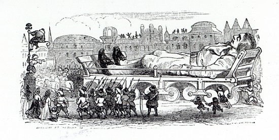 Gulliver being transported to the Lilliputian capital, an illustration from ''Gulliver''s Travels''  from Grandville (Jean Ignace Isidore Gerard)