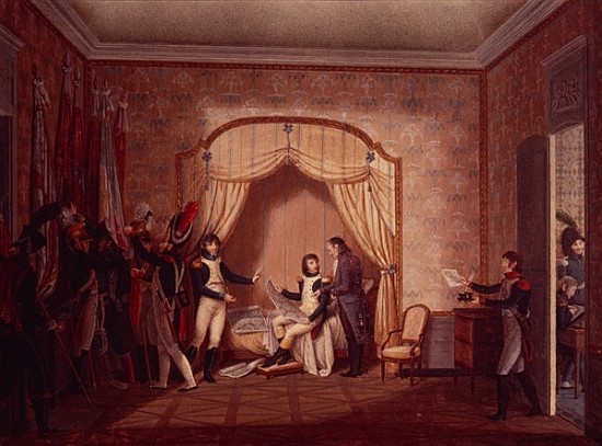 General de Marmont shows Bonaparte the captured flags of Montenetto and Cossaria from Italian School