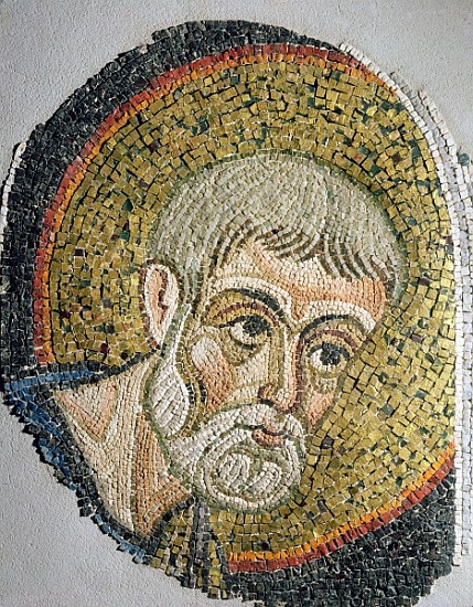 St. John the Baptist: Fragment of a mosaic from the Basilica Ursiana, the former Cathedral of Ravenn from Italian School