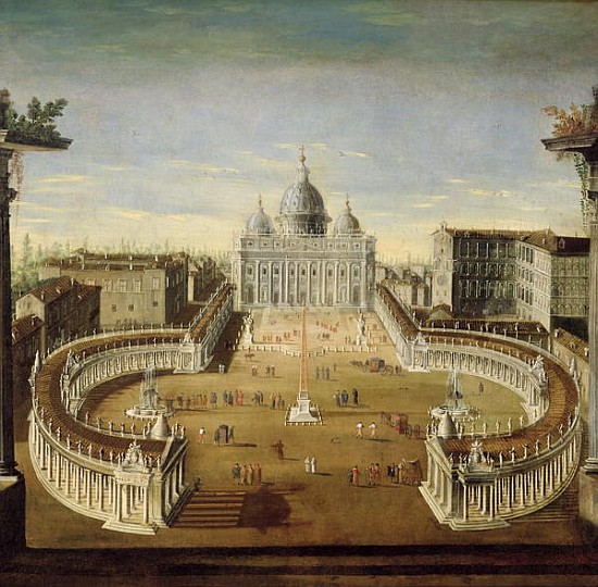 View of St. Peter''s, Rome from Italian School