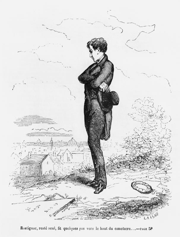 Left alone, Rastignac walked a few steps to the highest part of the cemetery'', illustration from '' from Laisne