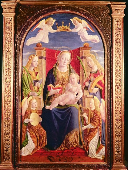 Virgin and Child with angel musicians and saints from Lombard School
