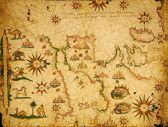The Atlantic coasts of Europe and the Western Mediterranean, from a nautical atlas, 1651(see also 33 from Pietro Giovanni Prunes