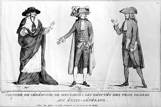 Ceremonial Costumes of the Deputies of the Trois Ordres aux Etats-Generaux, 4th May 1789 from Poulet