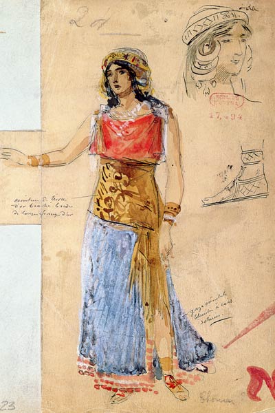 Costume design for the role of Isolde, in the opera ''Tristan und Isolde'', from Richard Wagner