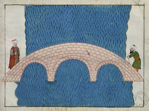Ms. cicogna 1971, miniature from the ''Memorie Turchesche'' depicting the Galata Bridge from Venetian School