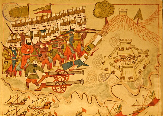 Ms. cicogna 1971, miniature from the ''Memorie Turchesche'' depicting Turkish soliders attacking and from Venetian School