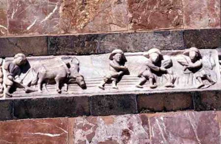 Sculptured frieze depicting a farming scene  (detail) from A Barboccio