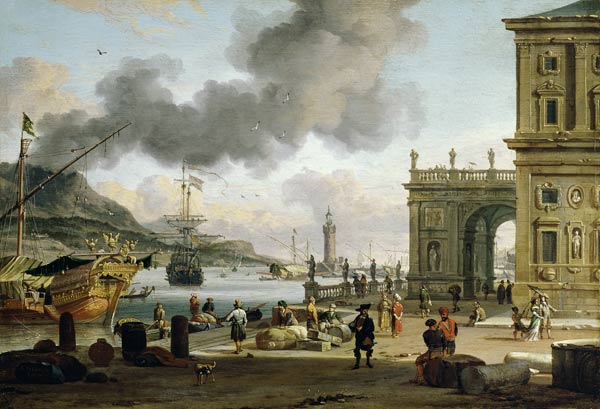 A Mediterranean Harbour Scene from Abraham J. Storck