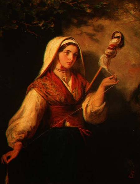 Young Woman Spinning Wool from Abraham Solomon