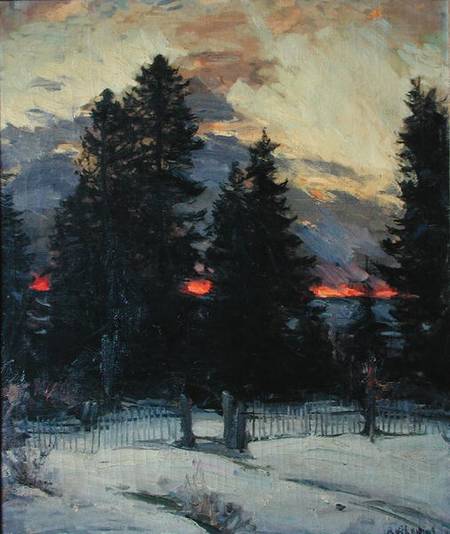 Sunset over a Winter Landscape from Abram Efimovich Arkhipov