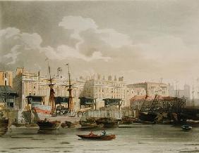 Custom House from the River Thames, from Ackermann's 'Microcosm of London', engraved by John Bluck (