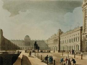 Somerset House, Strand, from 'Ackermann's Microcosm of London', engraved by John Bluck (fl.1791-1819