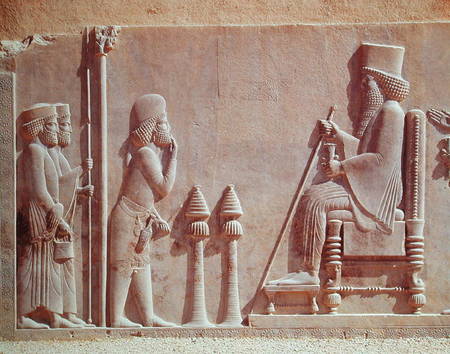 A Median officer paying homage to King Darius I (c.550-486 BC) from the Treasury from Achaemenid