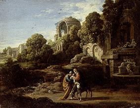 Landscape with the flight to Egypt from Adam Elsheimer (Umkreis)