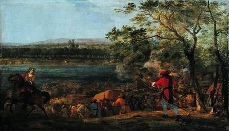 The Arrival of the Pontoneers for the Crossing of the Rhine from Adam Frans van der Meulen