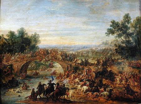 Cavalry Battle on a Bridge from Adam Frans van der Meulen
