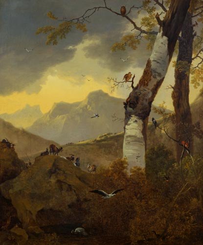 Mountainous Landscape with Goats and Birds from Adam Pynacker