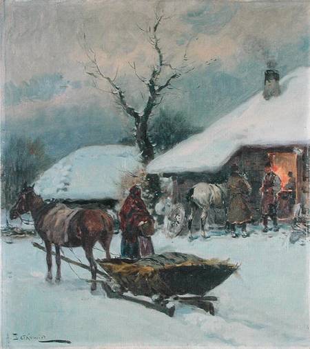 Sleighs in Front of a House from Adam Setkowicz