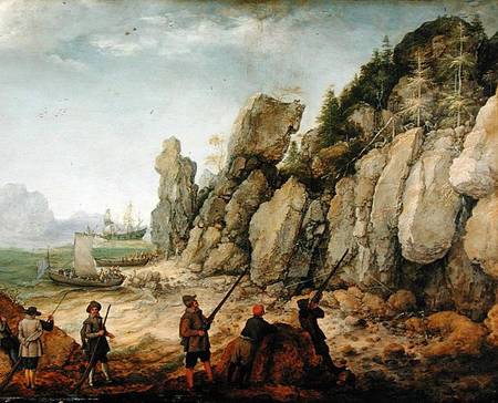 Detail of Wild goat hunting on the coast from Adam Willaerts