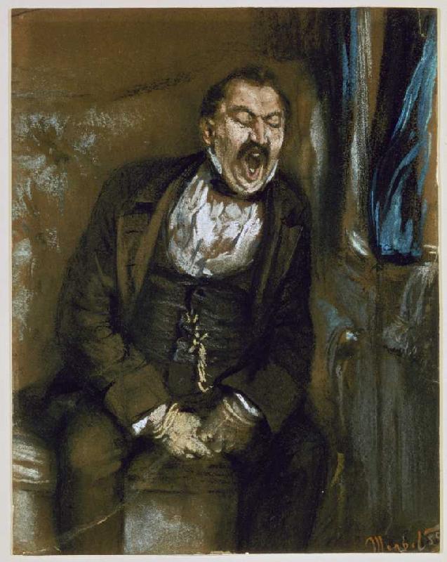 Yawning sir in the railway coupé. from Adolph Friedrich Erdmann von Menzel