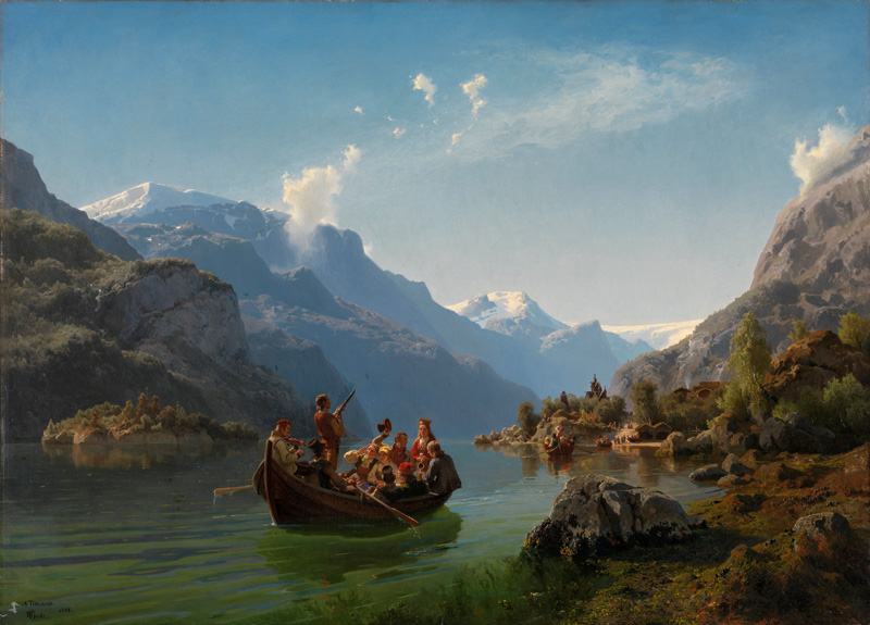 Brautfahrt auf dem Hardanger-Fjord from Adolph Tidemand