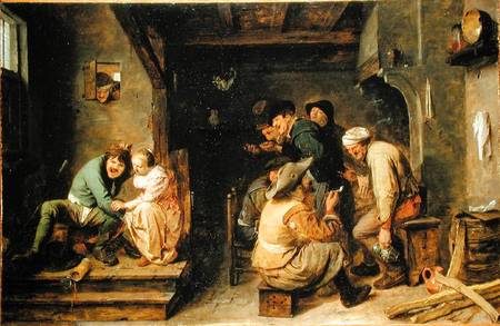 A tavern interior with peasants carousing from Adriaen Brouwer
