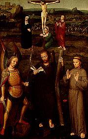 The hll. Andreas and Franz of Assisi as well as the archangels' Michael in front of the crucified Sa from Adriaen Isenbrant
