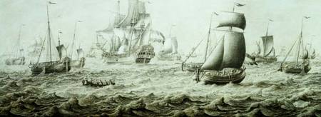 Shipping in Choppy Waters (pencil sketch) from Adriaen or Abraham Salm
