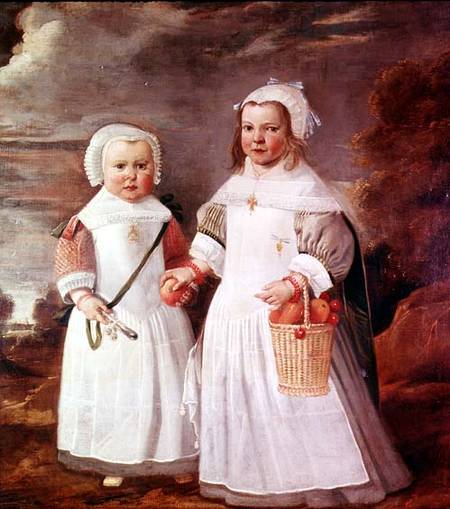 Two young girls in a landscape from Aelbert Cuyp