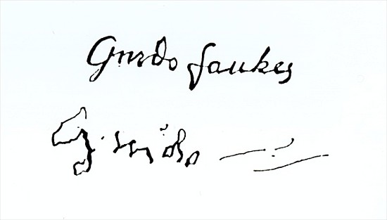 Signature of Guy Fawkes (1570-1606) from (after) English School