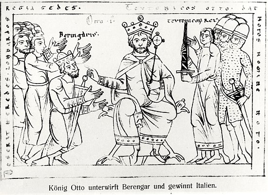 Otto I (912-73) Submitting to Berenger II (900-66) and the Triumph of Italy, from ''Chronique Othoni from (after) German School