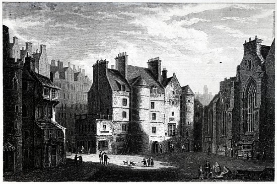 Old Tolbooth, Edinburgh; engraved by Edward Finden from (after) Alexander Nasmyth