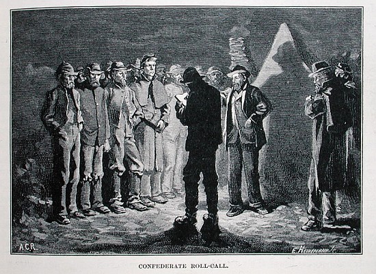 Confederate Roll-call; engraved by Ernst Heinemann (1848-1912), illustration from ''Battles and Lead from (after) Allen Carter Redwood