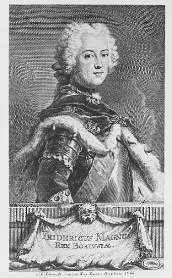 Friedrich II, King of Prussia; engraved by Georg Friedrich Schmidt from (after) Antoine Pesne