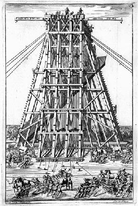 Erecting the Ancient Egyptian Obelisk in St. Peter''s Square, Rome; engraved by Alessandro Specchi