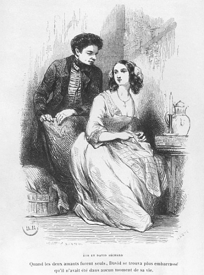 Eve and David Sechard, illustration from ''Les Illusions perdues'' Honore de Balzac, publishedEditio from (after) Celestin Francois Nanteuil