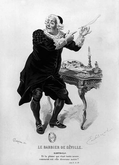 Bartholo, illustration from Act II Scene 11 of ''The Barber of Seville'' Pierre Augustin Caron de Be from (after) Emile Antoine Bayard