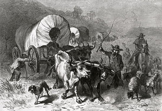 Emigration to the Western Country; engraved by Bobbett from (after) Felix Octavius Carr Darley