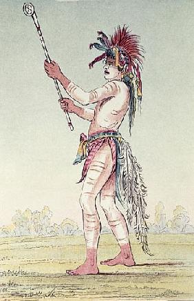 Sioux ball player We-Chush-Ta-Doo-Ta, ''The Red Man'' (hand-coloured litho)